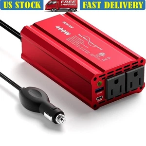 400W Auto Wechselrichter T-Typ Sinus DC zu AC Wandler 2 USB Ports - Bild 1 von 8