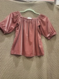 Old Navy Mädchen Samt Puffärmel Top Größe 14-16 Rose  - Bild 1 von 5