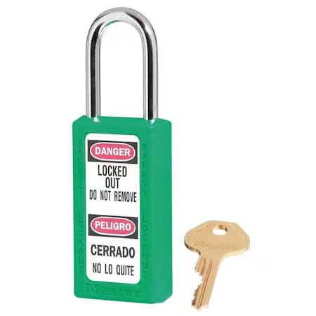 Master Lock 411Kas6grn Lockout Padlock, Keyed Alike, Thermoplastic, Green, 1 - Image 1 of 1