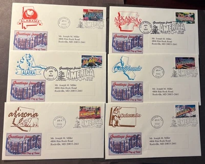 #3561-3610 Greetings from America FDCs, 50 covers with state cancels, Artmaster - Image 1 of 4