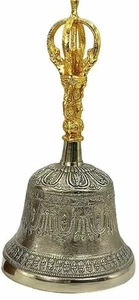 5.5" Lovely Decorative Exclusive Brass Tibet Buddhist Bell Engraved Home Decor - Picture 1 of 5
