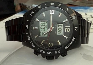 Top-modern Funkuhr Herrenuhr Master Time Edelstahl Flieger Komplett Schwarz - Picture 1 of 4