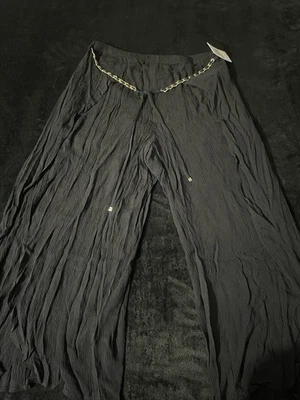 Pantalones de chifón negros para mujer Michael Kors pierna alta abertura talla mediana Foto 1 de 4