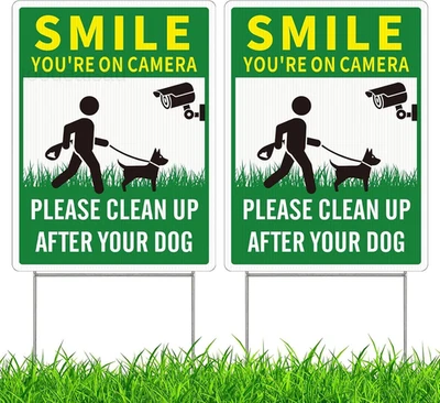 Paquete de 2 letreros de limpieza después de tu perro, divertidos 12,6X9,4 pulgadas, multicolor  Foto 1 de 4