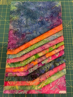 Batik Sample Card - 100% cotton - 11 fabrics - 11"w x  21"l -#209 - Image 1 of 2