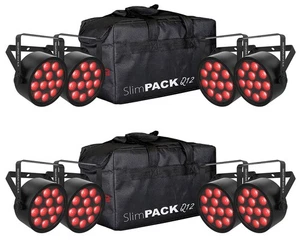 (2) Chauvet DJ SlimPACK Q12 ILS (8) SlimPAR Q12 ILS RGBA Lights+DMX Cables+Bag - Picture 1 of 12