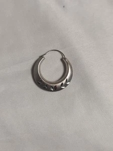 Vintage silberfarbene einzigartige Creolen mit Hebelrücken - Bild 1 von 5