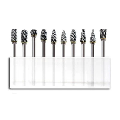 10 Pcs 1/4 Carbide Burr Set 1/4 Shank Die Grinder Bits for Rasp Weld Wood Stone - Image 1 of 4