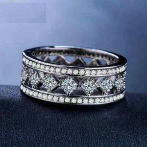 Damen-Ewigkeitsring 3 kt Prinzessin simulierter Diamant Hochzeit 14 kt Weißgold vergoldet - Bild 1 von 6