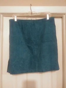 Gonna da donna Newport News foderata in pelle color verde acqua con spacco e zip laterale taglia 12 - Foto 1 di 9