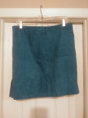 Falda para mujer Newport News de cuero verde azulado forrada con abertura lateral con cremallera talla 12 Foto 1 de 4