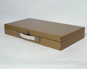 Logan 1500G 200 04 215 Metal Slide Storage Box Case Metal Vintage Brown Blue - Photo 1 sur 4