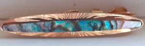 Vintage Gold Tone Abalone Paua Shell Mid Century Style, Tie Bar Clip. - Picture 1 of 5