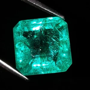 Loose Gemstone Natural Colombian Green Emerald 8.47 Ct CERTIFIED Square Cut Gems - Picture 1 of 9