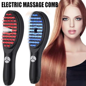 Cepillo masajeador de cuero cabelludo eléctrico rojo azul terapia de luz peine de masaje para el crecimiento del cabello - Imagen 1 de 17