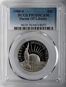 1986-S 50C STATUE OF LIBERTY PROOF HALF DOLLAR COMMEM PCGS PR70 DCAM #48518057 - Picture 1 of 4
