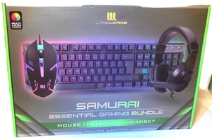Samurai Essential Gaming Bundle Mouse Keyboard Headset Back-Lit Illuminated NEW - Picture 1 of 8