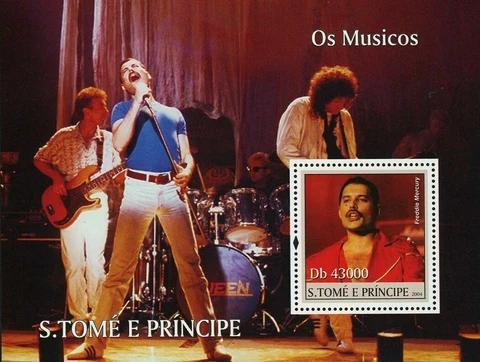 Freddie Mercury Stamp Music Bands Queen Historical Figure S/S MNH #2518 / Bl.491 Cover