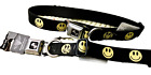 BUCKLE DOWN Happy Face Medium Dog Collar Seat Belt 11-17” NEW Yellow Smile S/M