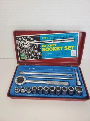 Royal Seal 16 Piece 1/4" Drive Mini Ratchet & Socket Set w/Storage Case---READ! - Image 1 of 4
