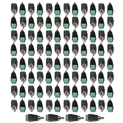 100 pcs Phono RCA Male Plug to AV Screw Terminal Security Camera Video Connector - Image 1 of 4