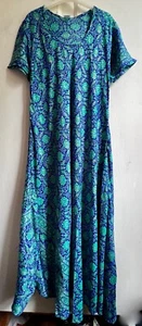 Abito Medio Blu Verde Paisley Indiano Seta Bias Cut Maxi Lunghezza Nuovo Senza Etichette - Foto 1 di 14