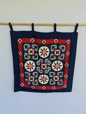 HANGING PATCHWORK WALL ART  69cm x 66cm Handmade Unique Natural Fibres Stunning - Изображение 1 из 4