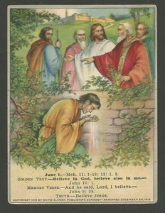 Antique Christian Lesson Card - Faith in Jesus - Lesson 9, Jun 1919 - Picture 1 of 2