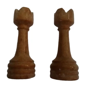 Replacement Chess 2 Piece Rook Golden Marble 3.1 in (8 cm) Handmade-Dia 1.1" -F1 - Picture 1 of 2