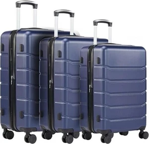 Sweetcrispy Kofferset 3 teiliges Hartschale PC + ABS erweiterbar Blau Leich NEU - Bild 1 von 7
