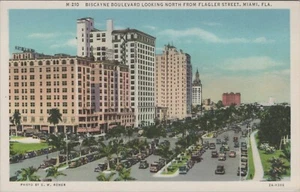 Biscayne Boulevard Flagler Street Miami Florida Aerial View autos c1920-30s E253 - Picture 1 of 2