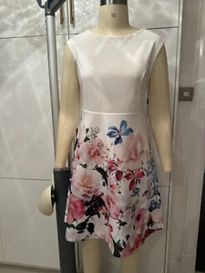 Roman Originals Petite Ivory Printed Bnwt Skater Dress Size 16 Holiday Wedding - Picture 1 of 7