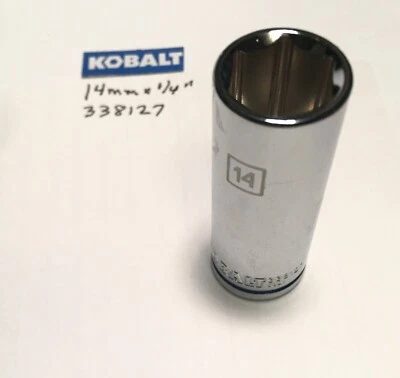 KOBALT 14 mm  x   1/4" DR  DEEP SOCKET  6 Point  # 338127 Free Shipping - Image 1 of 3