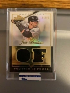 Tarjeta de camiseta 2012 Topps Tribute José Bautista Position of Power doble reliquia 81/99  - Imagen 1 de 1