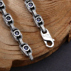 7mm Real Solid 925 Sterling Silver Retro Chain Necklace for Men Heavy 90 grams - Picture 1 of 7