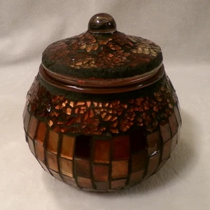 LEADED MOSAIC GLASS COVERED JAR with AIRTIGHT LID - Picture 1 of 7