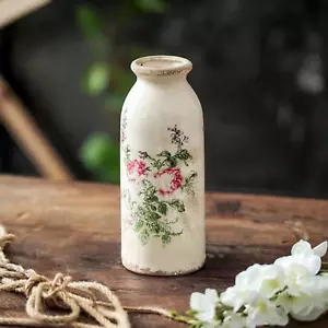 Ceramic Rustic Farmhouse Vase, Distressed Flower Vase for Home Decor, Ideal Shel - Picture 1 of 12