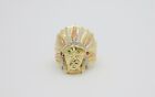 Traditional American Indian Chief Head Tricolor 14K Gold, Size 9.5 - 12.2g