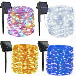 100-200 LED SOLAR LICHTERKETTE LICHTSCHLAUCH BELEUCHTUNG GARTEN PARTY DEKO AUßEN - Bild 1 von 16
