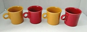 Set 4 Tazzine Caffè Fiesta Manico O Ring Rosso e Giallo Homer Laughlin HLC - Foto 1 di 5