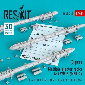 ResKit RS48-0341 Scala 1:48 Portaespulsori multipli A/A37B-6 (MER-7)3pcs F,A,Kfir - Foto 1 di 24