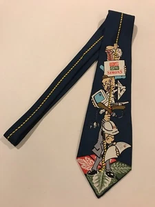 Triad Simons Silk Tie novelty work tie blue silk made in Great Britain - Picture 1 of 8