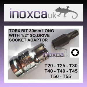 TORX BIT 10mm SECHSKANTANTRIEB 30mm 75mm LANG C/W 1/2" SQ. ANTRIEB STECKSCHLÜSSEL ADAPTER CR-V TX - Bild 1 von 4