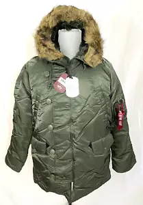 Alpha Industries N-3B Cold Weather Parka Coat - Sage Green - Size Medium - Picture 1 of 20