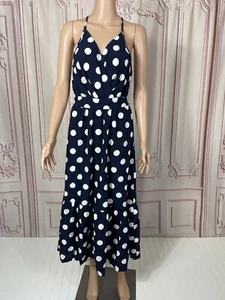 Boho Maxi Summer Polka Dot dress Size Small For Women Cocktail Dress 2023 NAVY B - Picture 1 of 11