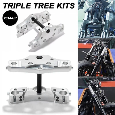 Ruedas de 26" 23" 11 grados rastrillo triples árboles para Harley Touring FLHT 2014-2024 Foto 1 de 4