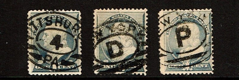 1887 U.S.CLASSIC  1c Ultra FANCY CANCELS  Lot of3 Sc#212 Used Great Letter PMs - Image 1 of 1