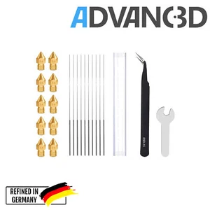 Zestaw dysz Advanc3D MK7 wykonany z mosiądzu w 0,4 mm do filamentu 1,75 mm z akcesoriami - Zdjęcie 1 z 5