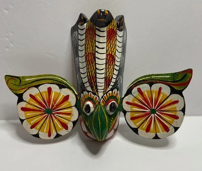Sri Lankan Traditional Handmade Wood Hanging Gara Raksha Mask Signed Hand Paint - Image 1 of 4