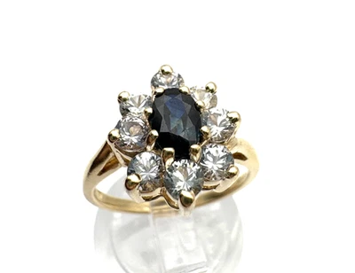 Anillo oro amarillo 10k zafiro y circonita cúbica talla 6,25 - 3 g venta al por menor $899 #189 Foto 1 de 4